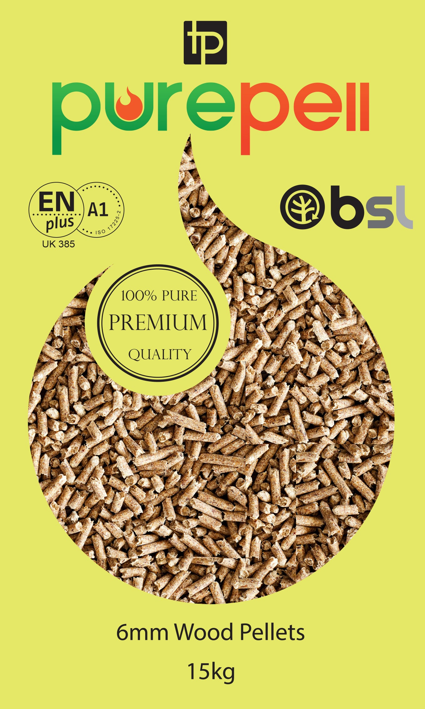 Purepell 6mm Enplus A1 Pine Pellet in 15 KG Bag